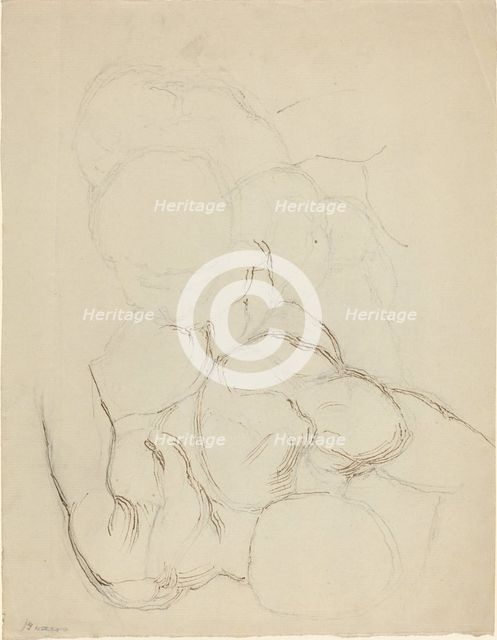 Two Male Nudes seen from Above. Creator: John Flaxman.