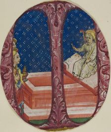 Two Marys Discover the Empty Tomb in a Historiated Initial "M", 1475/99. Creator: Unknown