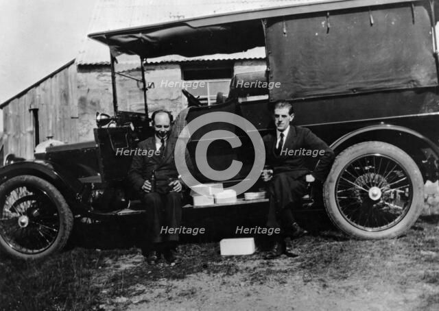 Two men with a Daimler shooting brake, 1914. Artist: Unknown