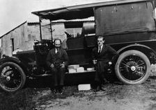 Two men with a Daimler shooting brake, 1914