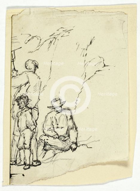 Two Men with Boy, n.d. Creator: William Henry Pyne.