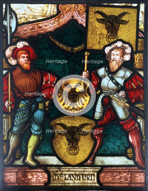 Two men with coats of arms, 16th century. Artist: Unknown