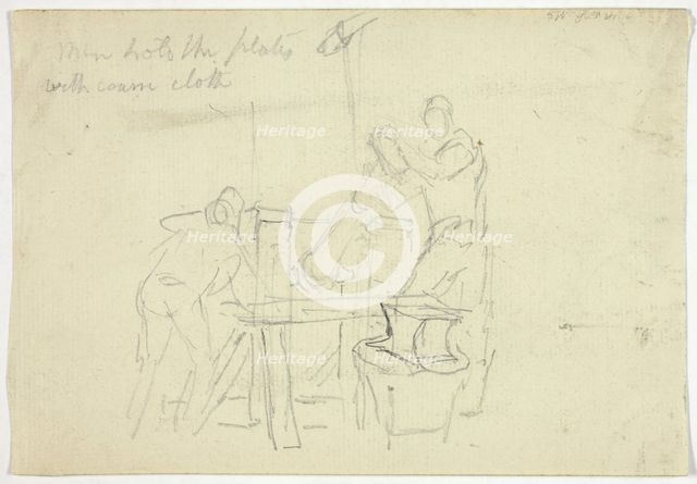 Two Men Working at a Machine, n.d. Creator: William Henry Pyne.