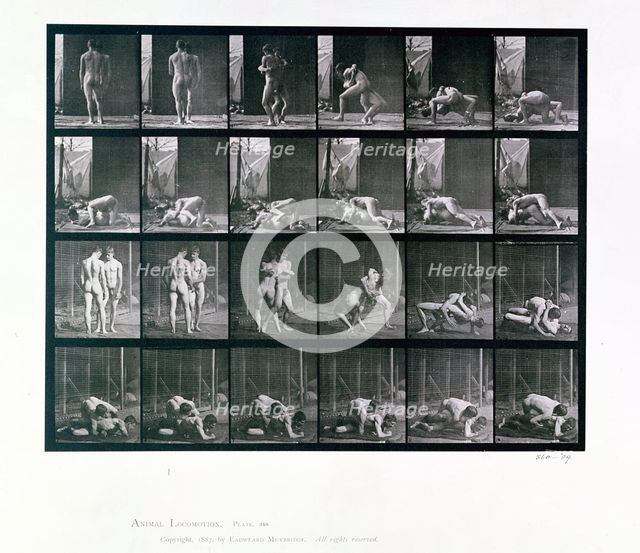 Two men wrestling, 1887. Creator: Eadweard J Muybridge.