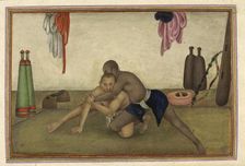 Two men wrestling, 1825. Creator: Anon