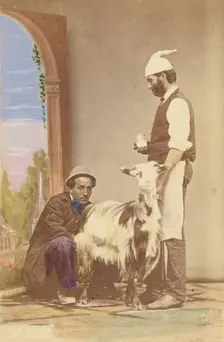 Two men and a goat, about 1865. Creator: Giorgio Sommer