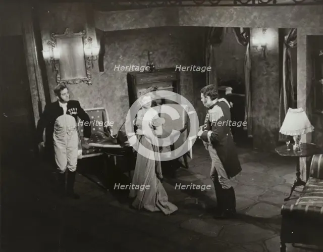 Two men and woman in evening dress, 1938. Creator: Unknown.