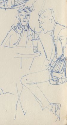 Two men at a cafe table, c1950. Creator: Shirley Markham