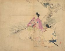 Two men by a river, late 19th-early 20th century. Creator: Kajita Hanko
