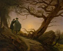 Two Men Contemplating the Moon, ca. 1825-30. Creator: Caspar David Friedrich