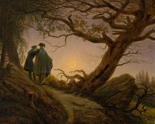 Two Men Contemplating the Moon, ca. 1825-30. Creator: Caspar David Friedrich