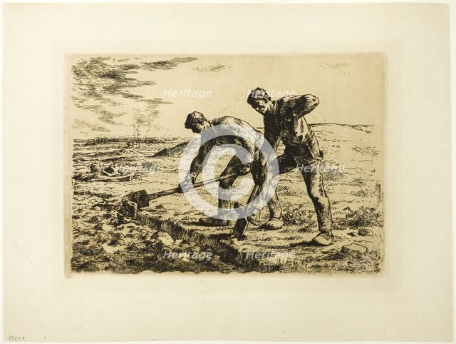 Two Men Digging, 1855–56. Creator: Jean Francois Millet.
