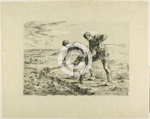 Two Men Digging, 1855–56. Creator: Jean Francois Millet.