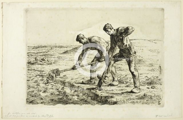 Two Men Digging, 1855–56. Creator: Jean Francois Millet.
