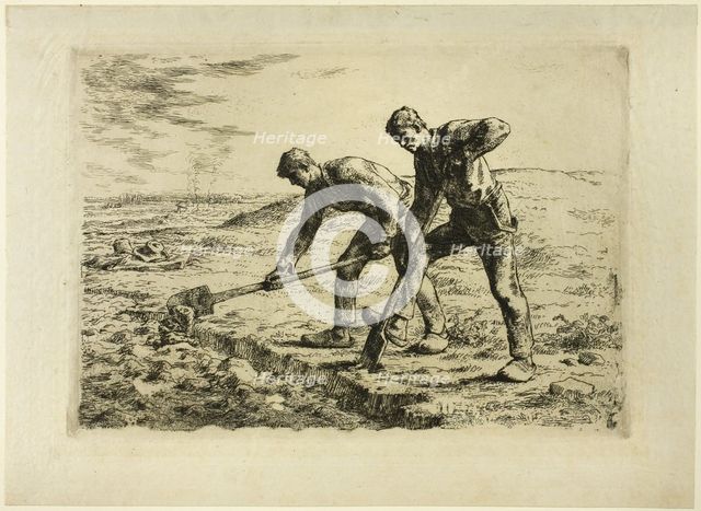 Two Men Digging, 1855–56. Creator: Jean Francois Millet.