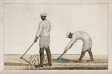 Two men digging the earth with spades, (between 1800 and 1899?). Creator: Unknown