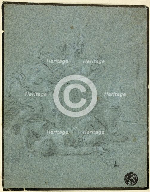 Two Men Holding Boulder over Prostrate Man with Manacles, n.d. Creator: Unknown.