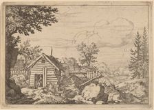 Two Men in the Doorway of a Hut, probably c. 1645/1656. Creator: Allart van Everdingen