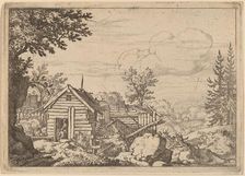 Two Men in the Doorway of a Hut, probably c. 1645/1656. Creator: Allart van Everdingen