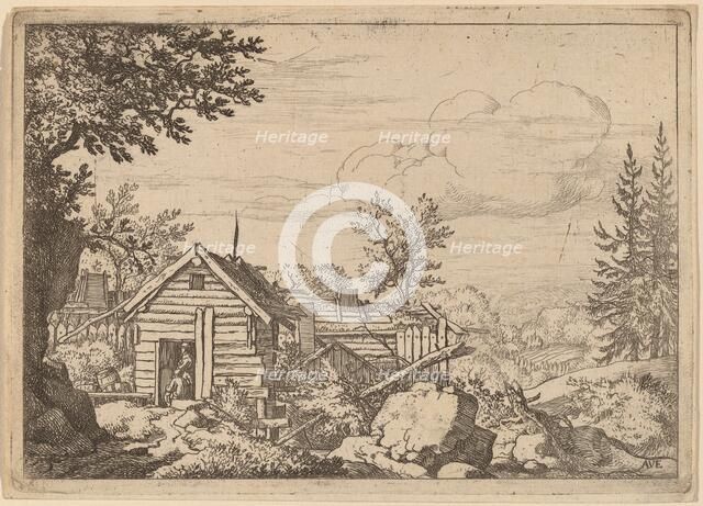 Two Men in the Doorway of a Hut, probably c. 1645/1656. Creator: Allart van Everdingen.