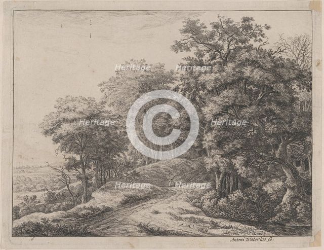 Two Men in a Hollow, 17th century. Creator: Anthonie Waterloo.