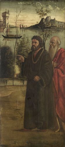 Two Men in a Landscape, c.1500. Creator: Anon