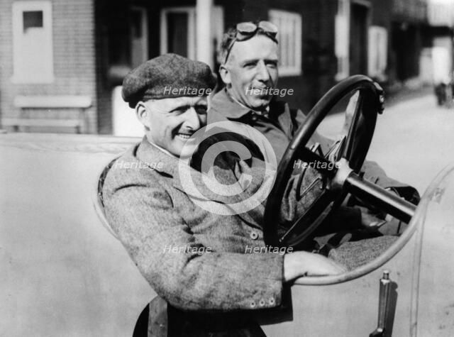 Two men in a vintage car. Artist: Unknown