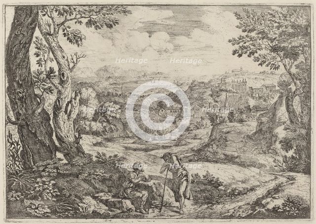 Two Men in Conversation, 1696. Creator: Crescenzio Onofri.