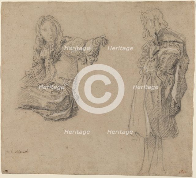 Two Men in Elaborate Costumes, c. 1680. Creator: Carlo Maratti.
