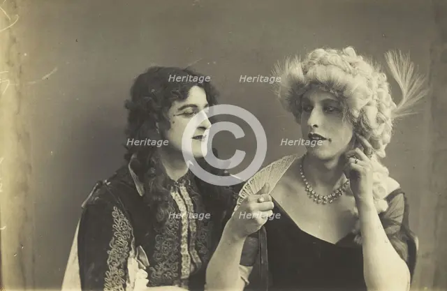 Two men in elaborate drag, [between 1920 and 1929?]. Creator: Unknown.