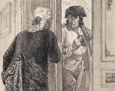 Two men in rococo costumes, around 1890/1900. Creator: Joseph Eugen Horwarter