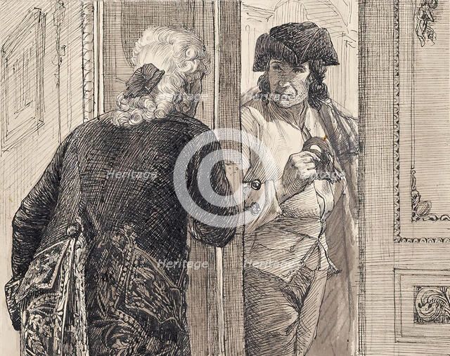 Two men in rococo costumes, around 1890/1900. Creator: Joseph Eugen Horwarter.