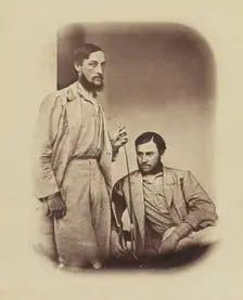 Two men;India after the Mutiny & Kutub Minar, 1858, 1858. Creator: Felice Beato