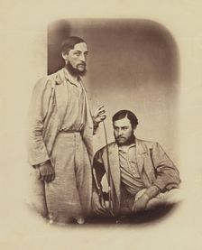 Two men;India after the Mutiny & Kutub Minar, 1858, 1858. Creator: Felice Beato
