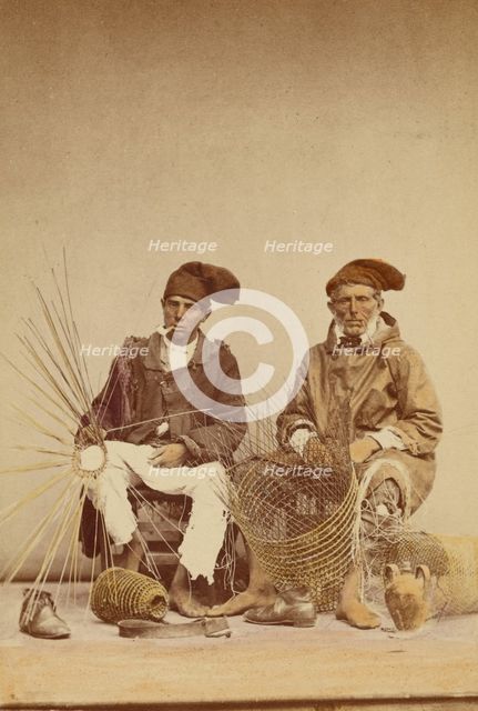 Two men making baskets, 1865-1870. Creator: Giorgio Sommer.