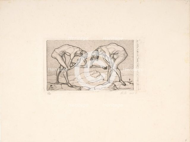Two Men Meet, Each Believing the Other to Be of Higher Rank. Invention 6, 1903. Creator: Klee, Paul (1879-1940).