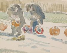 Two men on a street, c.1916. Creator: Reijer Stolk