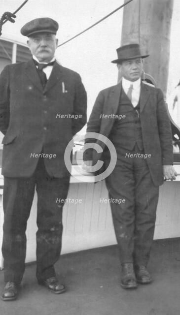 Two men on deck of ship, between c1900 and 1916. Creator: Unknown.
