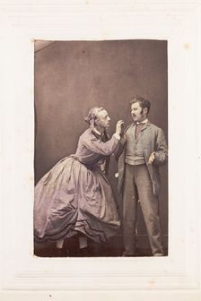 Two men, one in drag, posing in disagreement, [between 1890 and 1899?]. Creator: Unknown