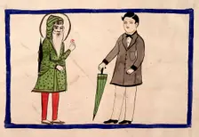 Two men, one in Punjabi dress, one in European dress. Creator: Unknown