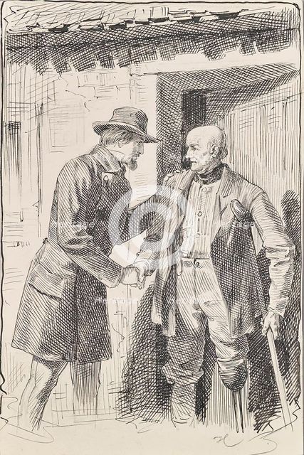 Two men, one of them an amputee, around 1875. Creator: Joseph Eugen Horwarter.