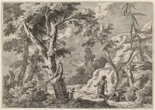 Two Men Penitent in the Wilderness, 1730. Creator: Marco Ricci