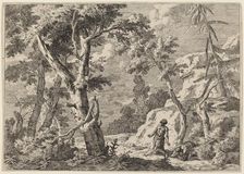 Two Men Penitent in the Wilderness, 1730. Creator: Marco Ricci
