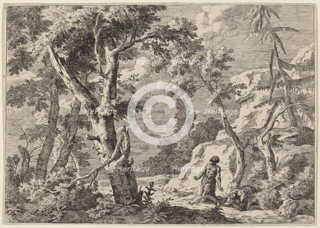 Two Men Penitent in the Wilderness, 1730. Creator: Marco Ricci.
