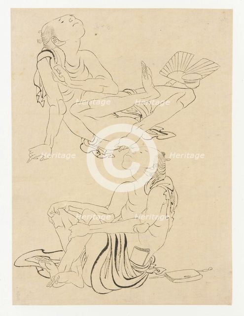 Two men relaxing in summer, Edo period, 19th century. Creator: Hokusai.