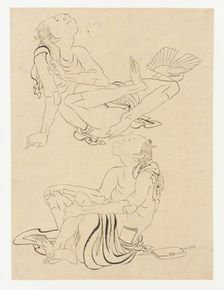 Two men relaxing in summer, Edo period, 19th century. Creator: Hokusai