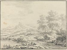 Two Men Resting near a Lake. Creator: Johann Christoph Dietzsch