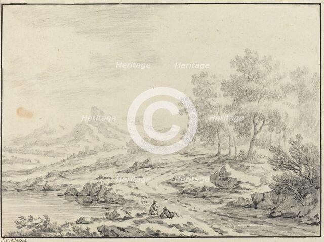Two Men Resting near a Lake. Creator: Johann Christoph Dietzsch.