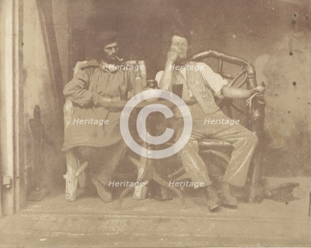 Two Men Seated at a Table, 1850s. Creator: Unknown.