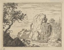 Two Men Seated at the Foot of a High Rock, 17th century. Creator: Allart van Everdingen